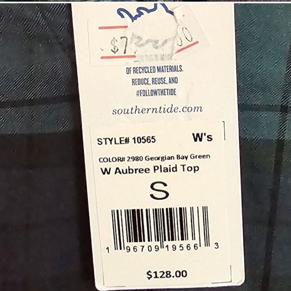 **NWT** Women’s Southern Tide Aubree Green and Blue Plaid Top, Small - Picture 9 of 9